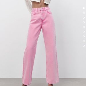 Zara Pink Wide Leg Jeans